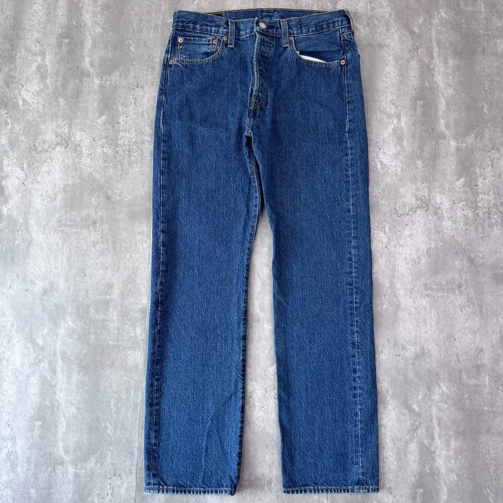 Levis 501 Jeans Mens 32x32 Blue Denim Western Button Fly Dark Fade Y2K